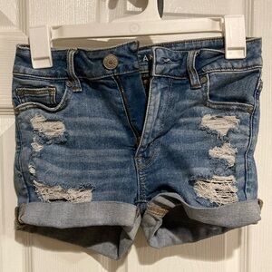 American Eagle hi-rise shortie Distressed Jean Shorts